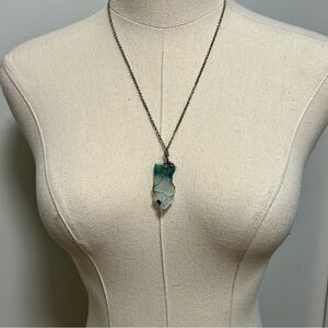 Wire Wrapped Blue Crystal Pendant